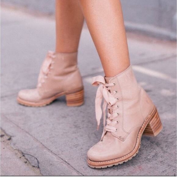 Frye Sabrina Tan Leather Lace Up Boot Size 7.5 - Picture 11 of 12